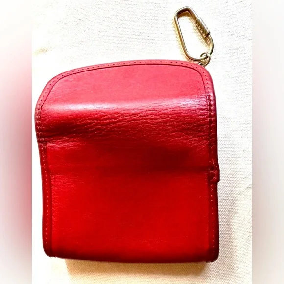 Vintage Coach Red Leather Multi Function Wallet Purse Keychain7219